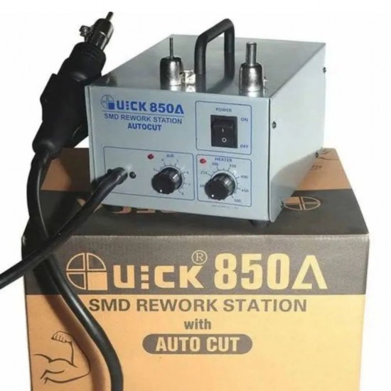 Quick 850A Autocut SMD Rework Station with Dual Core Heating Element Professional Hot Air Soldering Tool