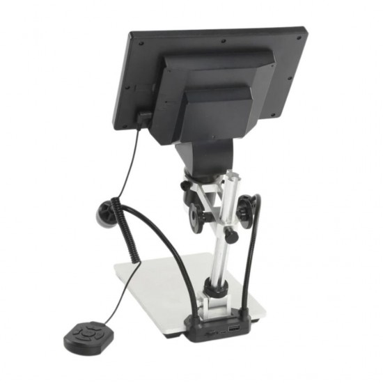 B1200 DIGITAL MICROSCOPE WITH 7 INCH LARGE HD DISPLAY (1-1200X) CONTINUOUS AMPLIFICATION MAGNIFIER WITH METAL STAND AND TWO AUXILIARY LIGHTS