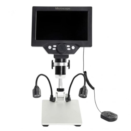 B1200 DIGITAL MICROSCOPE WITH 7 INCH LARGE HD DISPLAY (1-1200X) CONTINUOUS AMPLIFICATION MAGNIFIER WITH METAL STAND AND TWO AUXILIARY LIGHTS