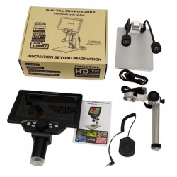 B1200 DIGITAL MICROSCOPE WITH 7 INCH LARGE HD DISPLAY (1-1200X) CONTINUOUS AMPLIFICATION MAGNIFIER WITH METAL STAND AND TWO AUXILIARY LIGHTS