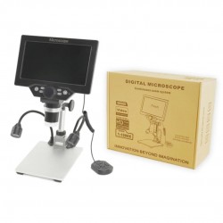 B1200 DIGITAL MICROSCOPE WITH 7 INCH LARGE HD DISPLAY (1-1200X) CONTINUOUS AMPLIFICATION MAGNIFIER WITH METAL STAND AND TWO AUXILIARY LIGHTS
