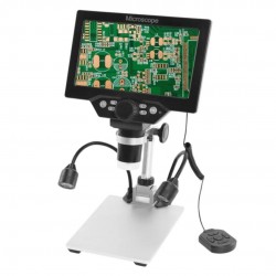 B1200 DIGITAL MICROSCOPE WITH 7 INCH LARGE HD DISPLAY (1-1200X) CONTINUOUS AMPLIFICATION MAGNIFIER WITH METAL STAND AND TWO AUXILIARY LIGHTS
