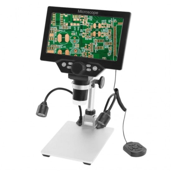 B1200 DIGITAL MICROSCOPE WITH 7 INCH LARGE HD DISPLAY (1-1200X) CONTINUOUS AMPLIFICATION MAGNIFIER WITH METAL STAND AND TWO AUXILIARY LIGHTS