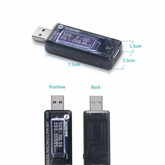 SUNSHINE SS-302A USB Tester with Smart Digital Display for Accurate Measurements