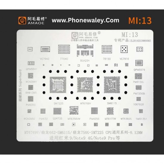 AMAOE MI-13 STENCIL FOR REDMI NOTE 9 / NOTE 9 PRO
