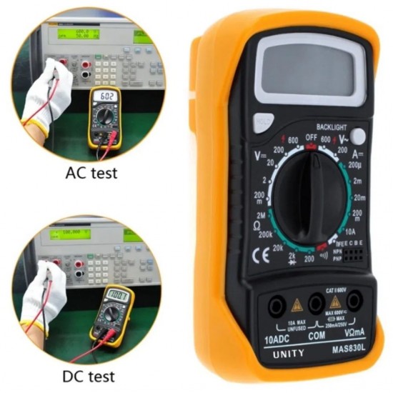 UNITY MAS830L Digital Multimeter - Portable Handheld Testing Tool