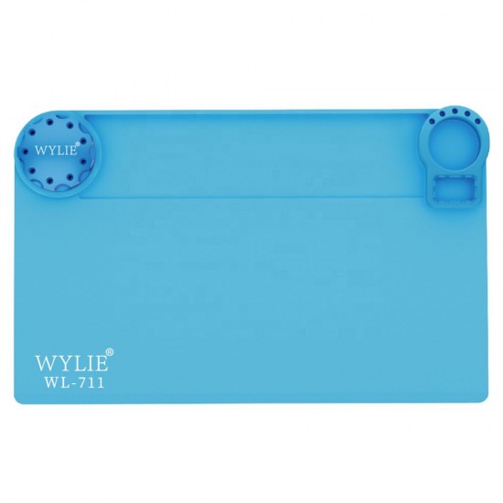 WYLIE WL-711 High Temperature Resistant 500 Degrees Silicone Pad for Mobile Phone Repair Mat with 360° Rotating Tool Box