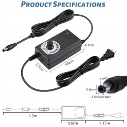 Adjustable Speed AC to DC Power Adapter - 3-12V 2A for Universal Voltage Switching Power Supply