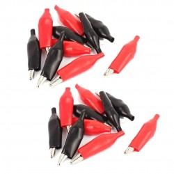 DC Wire Alligator Crocodile Clips - Red and Black Pair for Secure Connections 