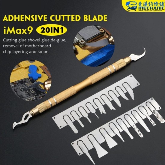 MECHANIC 20-in-1 IMAX-9 CPU IC Adhesive Cutter Blade Set for Precision Repairs