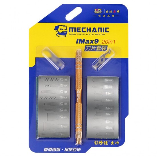 MECHANIC 20-in-1 IMAX-9 CPU IC Adhesive Cutter Blade Set for Precision Repairs