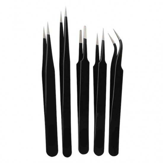 BAKU 5-in-1 Anti-Static Stainless Steel Tweezer Set – Precision & Durability