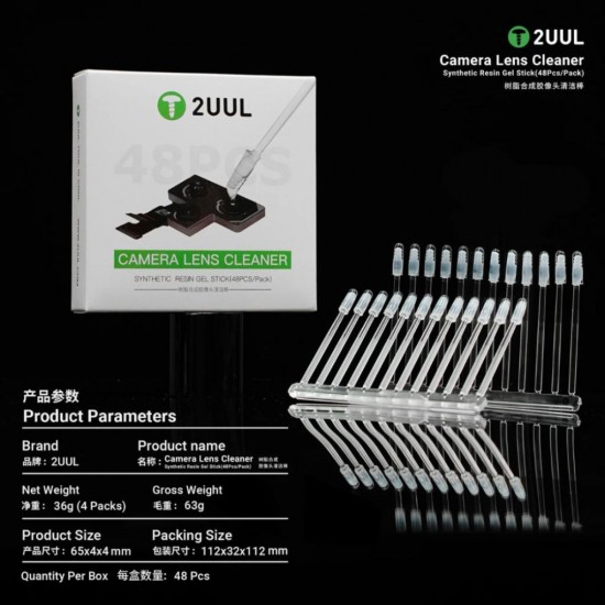 2UUL CL21 Camera Lens Dust Cleaner – 48 PCS Synthetic Resin Gel Sticks