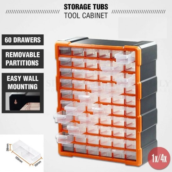 MULTI FUNCTION STORAGE BOX WITH 60 DRAWERS FOR SPARE PARTS AND COMPONENTS