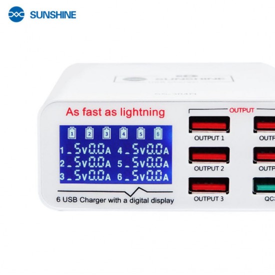 SUNSHINE SS-304Q 6-Port USB Smart Lightning Charger