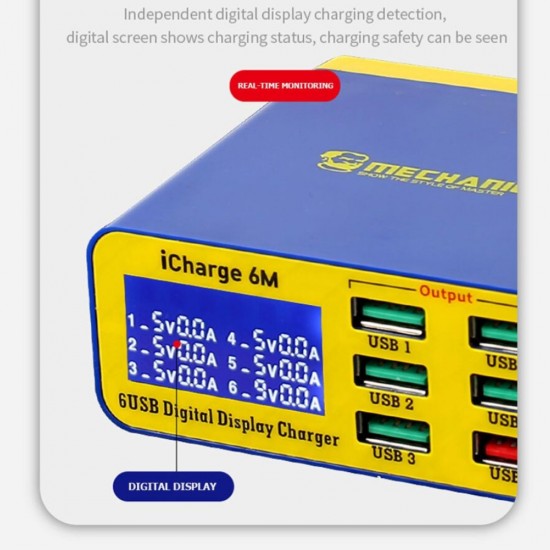 Mechanic iCharge 6M – 6-Port Fast Usb Charger with Display