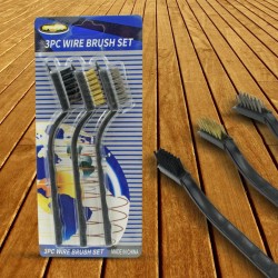 3pcs Mini Wire Brush Set – Steel, Nylon, and Brass Brushes for Cleaning