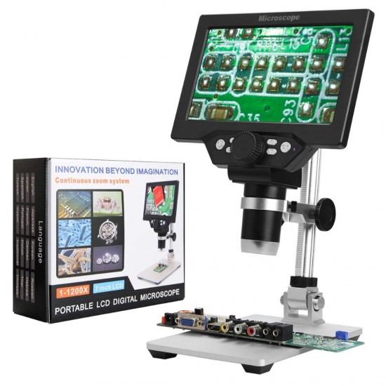 High-Definition 1-1200X HD Portable LCD Digital Microscope with 7 Inch Screen