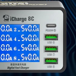 Mechanic iCharge 8C Smart Digital Display 8 Port USB Charger PD+QC 3.0 ( 50W )