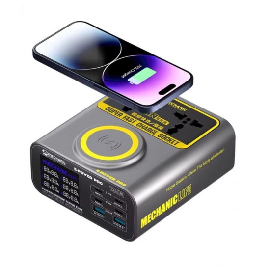 MECHANIC S-POWER PRO MULTI-PORT GALLIUM NITRIDE SUPER FAST CHARGING SOCKET WITH WIRELESS CHARGING ORIGINAL