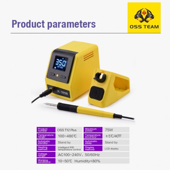 OSS Team T12 Plus Soldering Iron Station Professional Temperature Controlled Soldering Tool