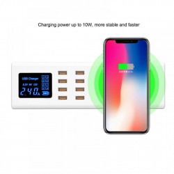 Sunshine SS-309WD Quick 8 Port USB Charger With Wireless Charging 10W 