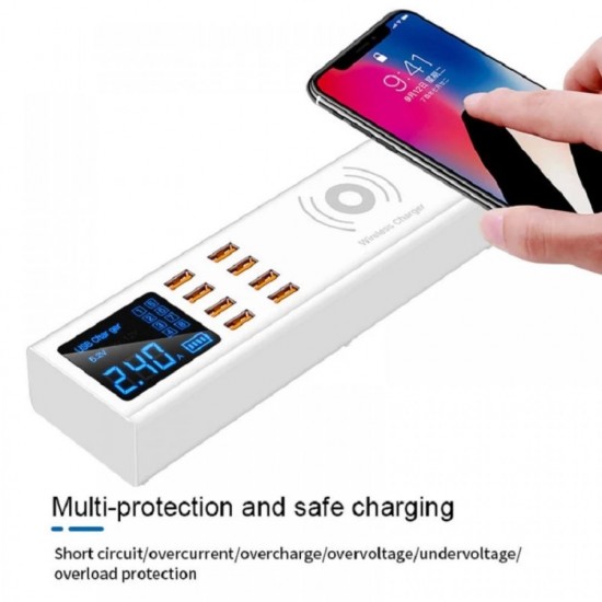 Sunshine SS-309WD Quick 8 Port USB Charger With Wireless Charging 10W 