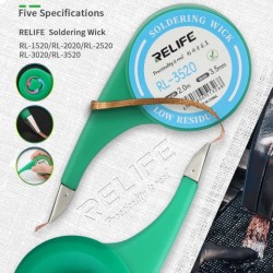 RELIFE RL-1520 No-Clean Desoldering Copper Wick with Thumb Wheel Efficient Solder Removal Tool