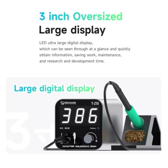 MECHANIC T210 INTELLIGENT LED DIGITAL DISPLAY DESKTOP SOLDERING IRON WITH SHORT CIRCUIT PROTECTION ORIGINAL