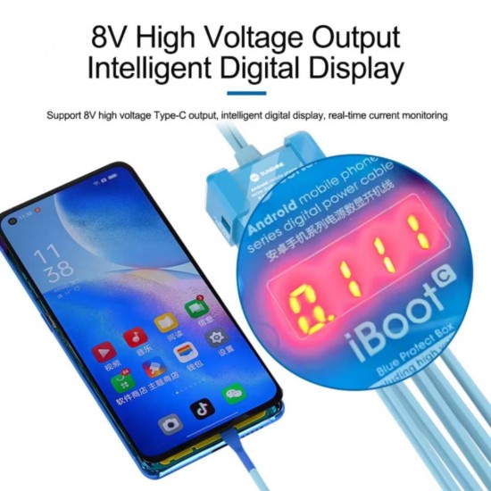 SUNSHINE IBOOT C HIGH VOLTAGE OUTPUT ANDROID MOBILE PHONE SERIES DIGITAL BOOT POWER CABLE - 8 VOLTS