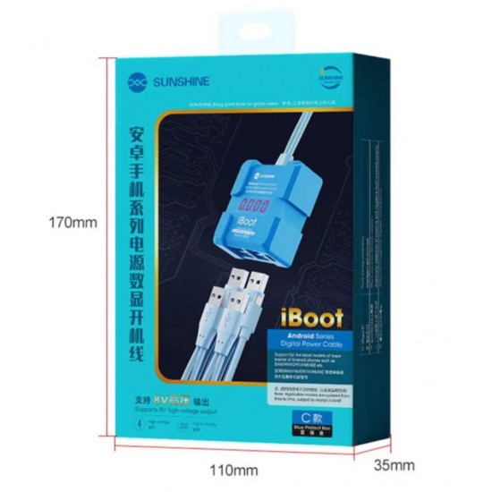 SUNSHINE IBOOT C HIGH VOLTAGE OUTPUT ANDROID MOBILE PHONE SERIES DIGITAL BOOT POWER CABLE - 8 VOLTS