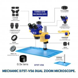 MECHANIC D75T-V56 7X-50X HD OPTICA TRINOCULAR STEREO MICROSCOPE FOR PCB MOTHERBOARD INSPECTION