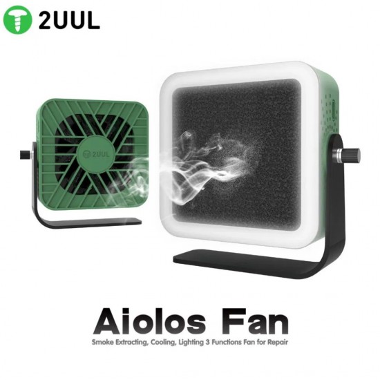 2UUL Aiolos All-in-One Smoke Extraction & Cooling Fan with LED Light – Efficient Air Purification for Soldering Workstations