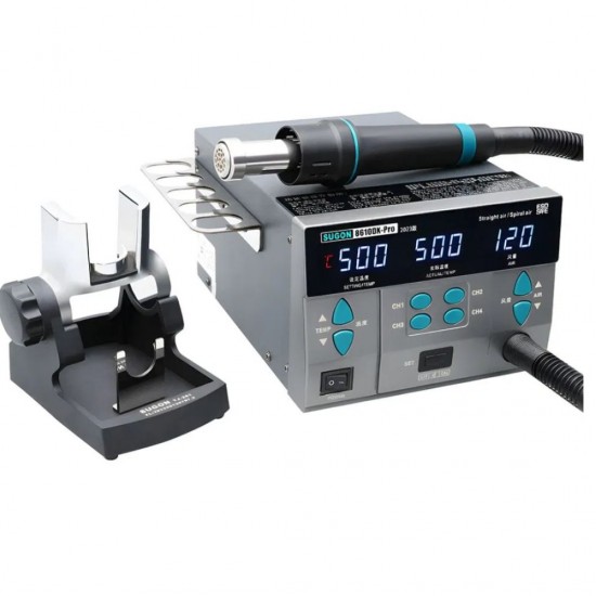 SUGON 8610DX PRO Hot Air Rework Station with LED Display And 5 Nozzles 1000W Upgraded Model for Precision Soldering