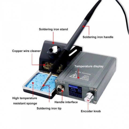 OSS Team T12-X 72W Auto Sleep Soldering Station with Digital Display BGA Rework And Electronic Repair Tool