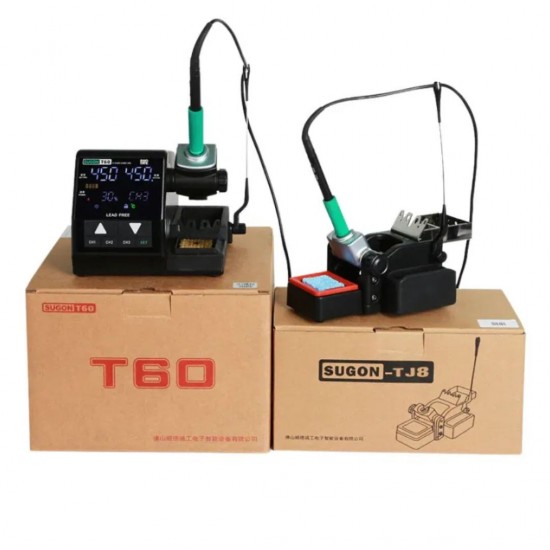 SUGON T60 Double Iron Soldering Station with TJ8 Extender – 3 PCS C210 Tips for Professional Soldering